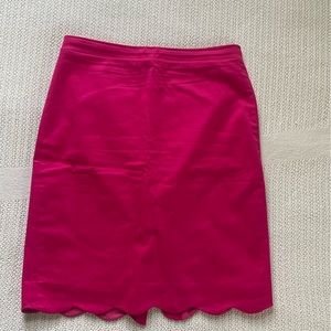 JCrew magenta scalloped pencil skirt